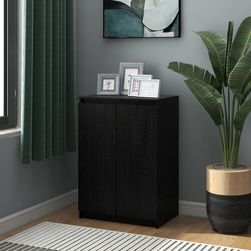 VidaXL Komoda črna 60x36x84 cm trdna borovina Slike