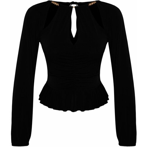 Trendyol Black Window/Cut Out Detailed Blouse with Accessories Cene
