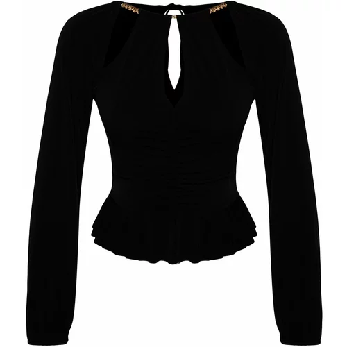 Trendyol Black Window/Cut Out Detailed Blouse with Accessories