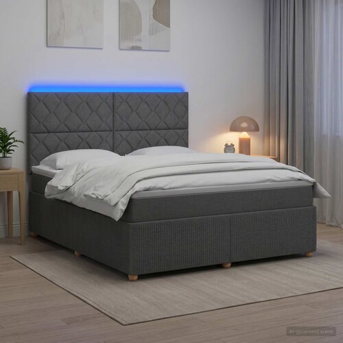  LED okvir za krevet s madracem Tamnosiva 180 x 200 cm Tkanina Cijene