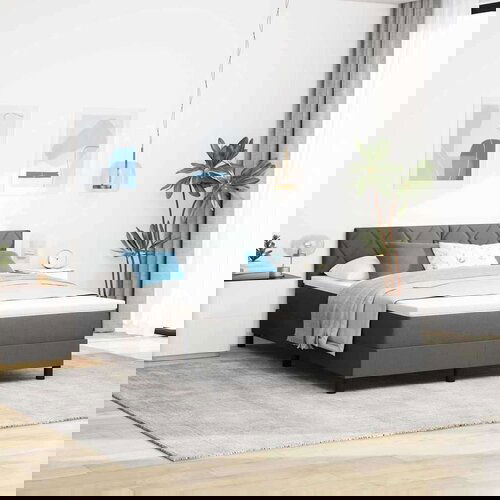 vidaXL Box Spring postelja z vzmetnico in LED temno siva 160x200 cm Cene