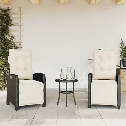  The Living Store Vrtni naslanjač z naslonom za noge 2 kosa črn poli ratan - Vrtni Naslanjač, (21459774) Cene