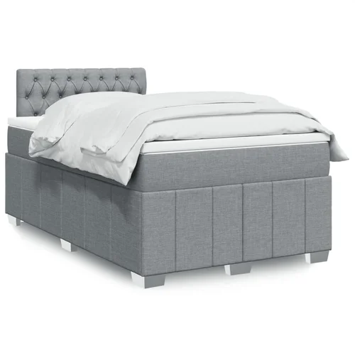 vidaXL Boxspring postelja z vzmetnico svetlo siva 120x190 cm blago