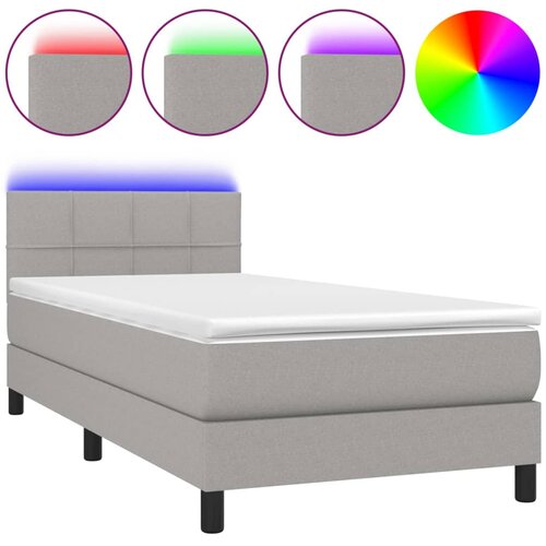  box spring s madracem LED svjetlosivi 80x200 cm tkanina Slike