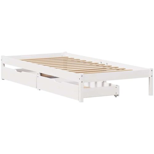 VidaXL Okvir kreveta bez madraca bijeli 90 x 200 cm masivna borovina Slike