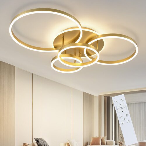 Nettlife LED stropna svetilka za dnevno sobo črne barve, zatemnljiva, moderna oblika, 61 cm, z daljinskim upravljalnikom, 50 W, (22111123) Cene