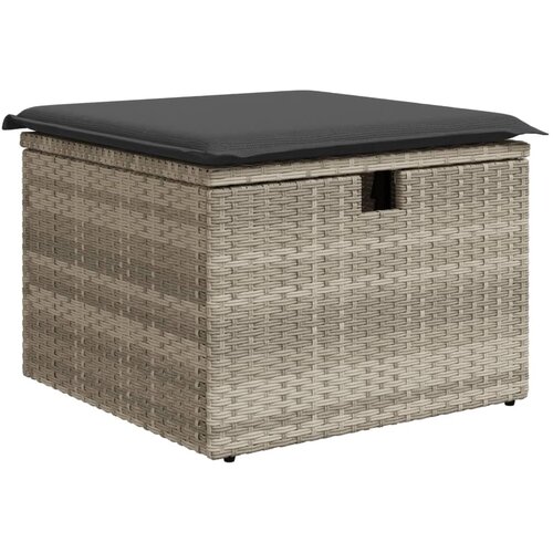vidaXL vrtni stolček z blazino svetlo siv 55x55x37 cm poli ratan Cene