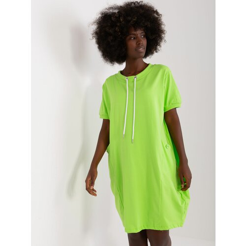 Fashion Hunters Light green basic dress with short sleeves Slike
