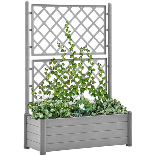 vidaXL Vrtna sadilica s rešetkom 100 x 43 x 142 cm PP siva boja kamena Cijene