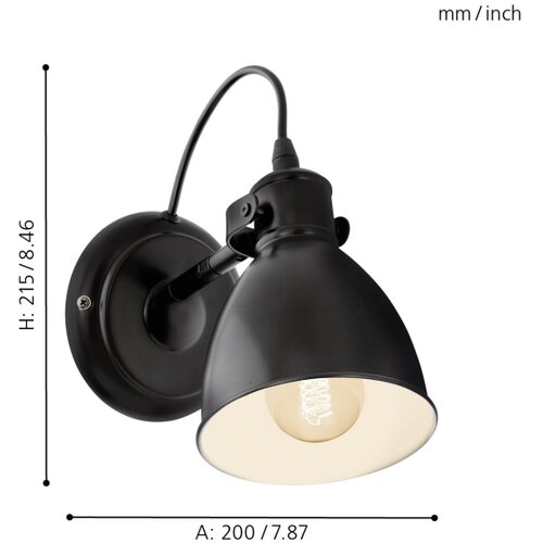 Eglo 55261 - zidna lampa priddy 1xE27/40W/230V crna Slike