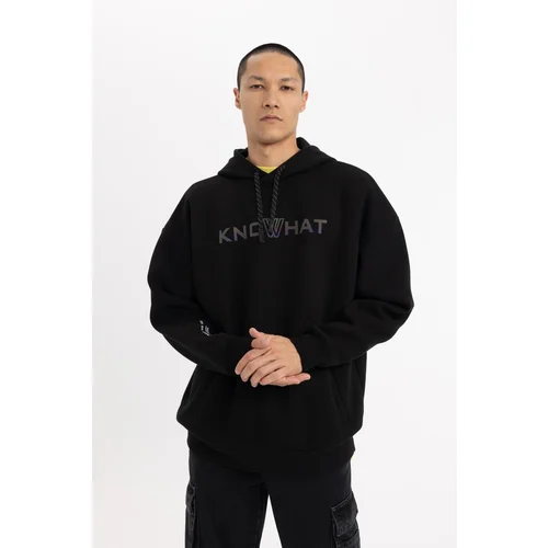 Defacto Oversize Fit Hooded Printed Sweatshirt