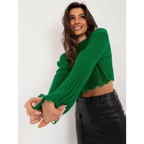 Fashion Hunters Green Short Oversize Sweater with Wool