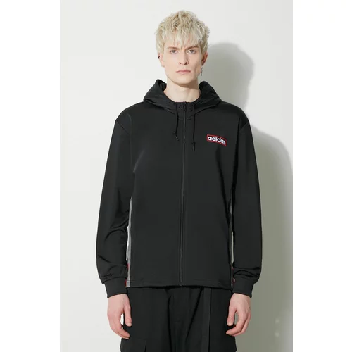 Adidas Pulover Adibreak Full-Zip Hoodie moški, črna barva, s kapuco, IM8209