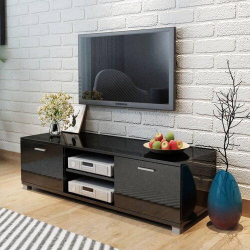 TV ormarić visoki sjaj crni 140 x 40,5 x 35 cm Cijene