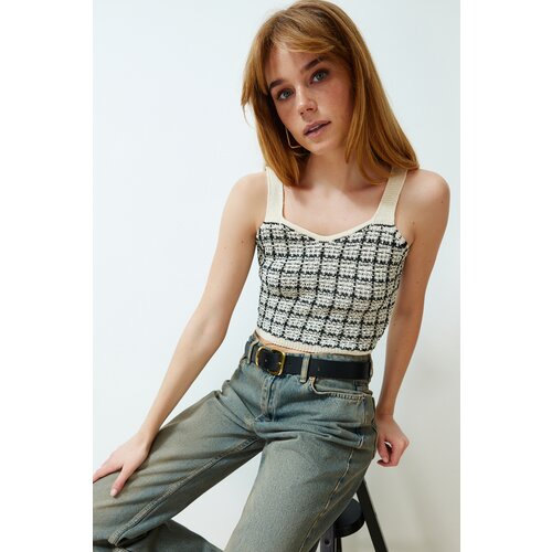 Trendyol Ecru Strap Crop Knitwear Blouse Slike