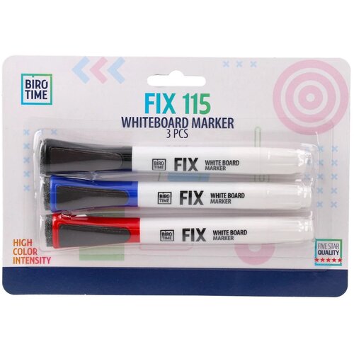 Biro time Fix 115, marker za belu tablu sa magnetom i brisačem, blister, miks, 3K Cene