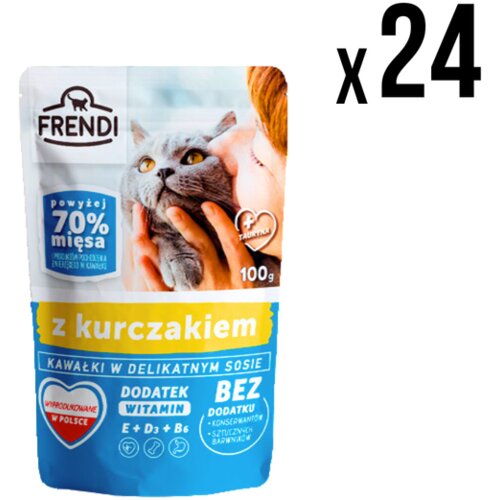 FRENDI Vlažna hrana za mačke, Piletina, 100g, 24 komada Slike