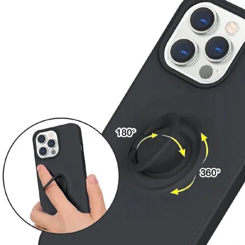 Onasi silikonski ovitek liquid ring za iphone 13 mini - črn Slike