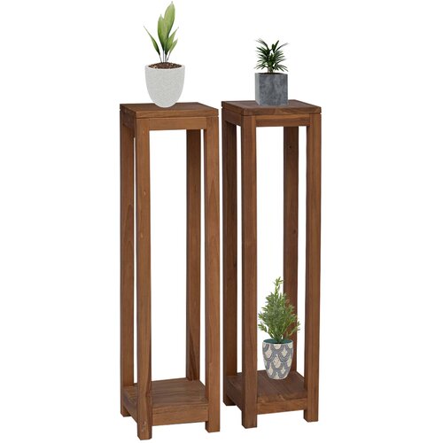  Stalak za biljke 2 kom. Prirodna 25 x 25 x 100 cm Slike