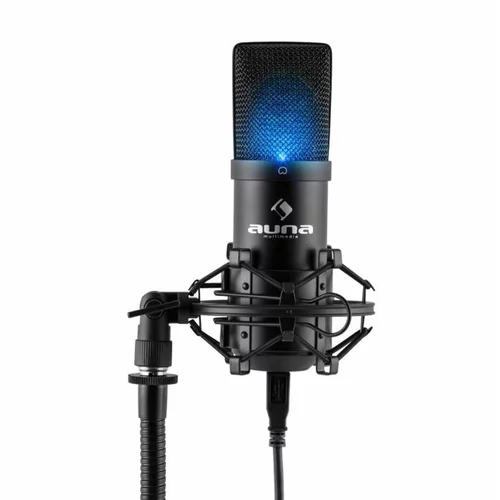 Auna Pro MIC-900B-LED, crna, studio USB kondenzatorski mikrofon, kardioidni CH., LED