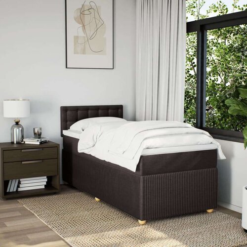 VidaXL Krevet s oprugama i madracem tamnosmeđi 90 x 200 cm od tkanine Slike
