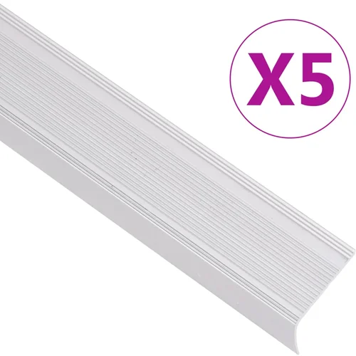 vidaXL Rubnjaci za stepenice L-oblika 5 kom aluminijski 134 cm srebrni