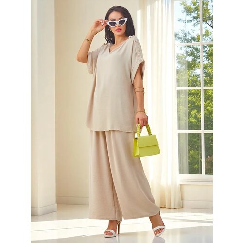 Resti Women's cotton set with short sleeves and flared pants Cene