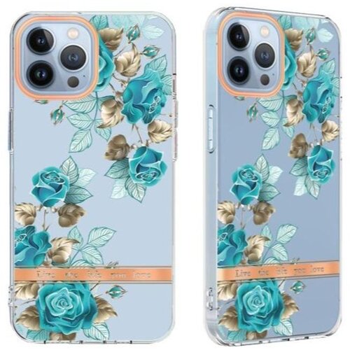Chameleon Gumiran ovitek (TPUP) za Apple iPhone 14 Pro, flowers, moder Cene