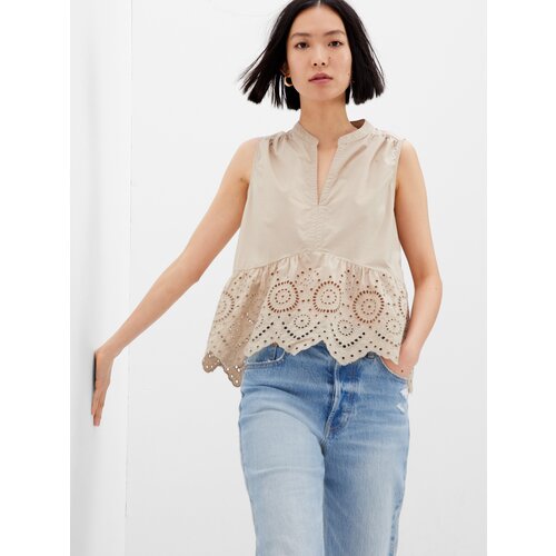 GAP Cotton Peplum Top with Lace - Women Cene