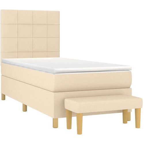 VidaXL Okvir kreveta s oprugama i madrac krem 80x200 cm od tkanine Slike