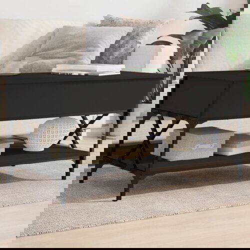 VidaXL Klubska mizica črna 100x50x50 cm inženirski les in kovina Slike