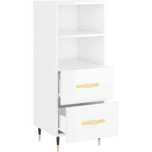  Komoda sjajna bijela 34,5 x 34 x 90 cm od konstruiranog drva Slike