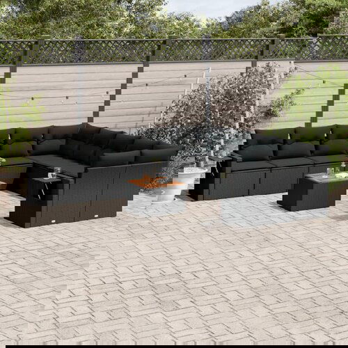 vidaXL 11-dijelni set vrtnih sofa od poliratana s jastucima crni Cijene