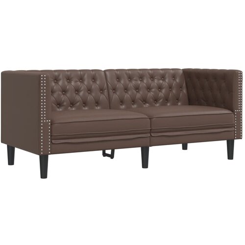 Maison Chic kavč - Sofa - Kanape dvosed Chesterfield rjava umetno usnje, (21726438) Cene