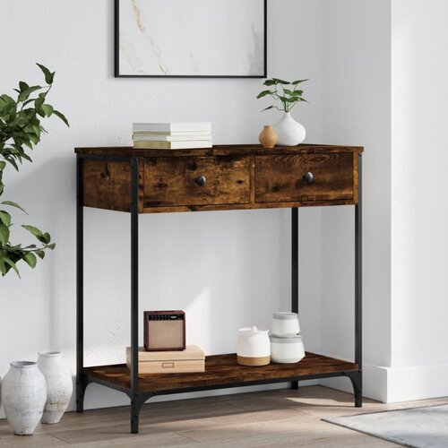 vidaXL Konzolna mizica dimljen hrast 75x34,5x75 cm inženirski les Cene