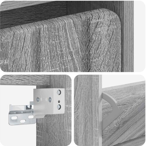  Ormar za cipele na zidu ZWOLLE 71 x 17 x 86 cm Siva Sonoma Slike