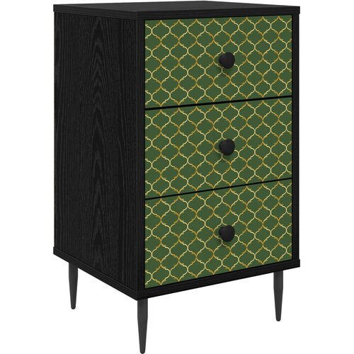  Noćni ormar GELEEN Crni hrast 36 x 33 x 61 cm Konstruirano drvo Slike