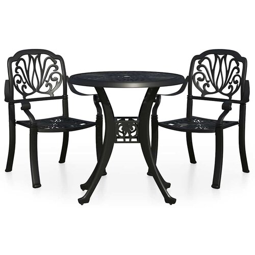  3-dijelni bistro set od lijevanog aluminija crni Slike