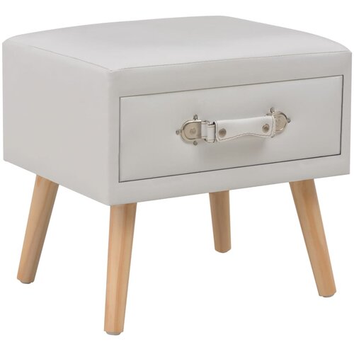VidaXL Nočna omarica umetno usnje 40x35x40 cm bela Slike