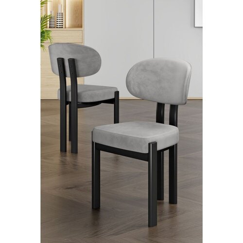 Hanah home set trpezarijskih stolica Dore 4 kom, siva tkanina Babyface, crne metalne noge Cene