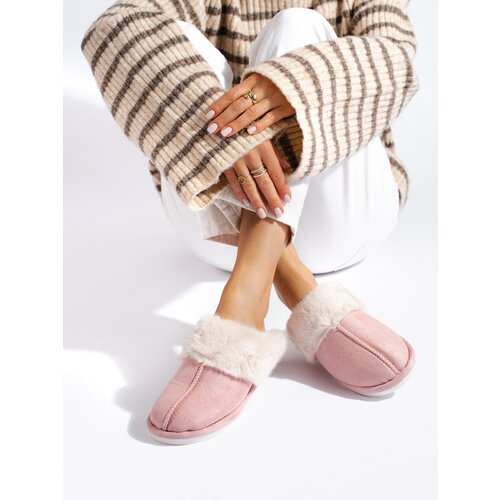 SHELOVET Women's fur slippers pink Slike