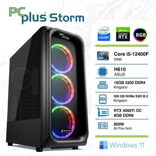 PCPLUS Računalnik Storm i5-12400F / 16GB / 1TB NVMe SSD / GeForce RTX 4060 Ti DDR6 8GB / RGB Cene