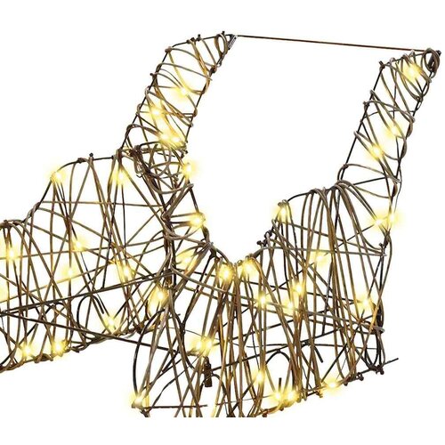 VidaXL Reindeer vuče saonice Topla bijela 52.5 x 28 x 32.5 cm Ratan Slike