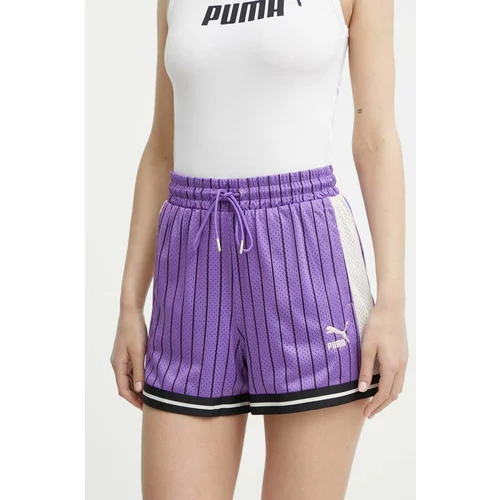 Puma Kratke hlače T7 ženske, vijolična barva, 624345