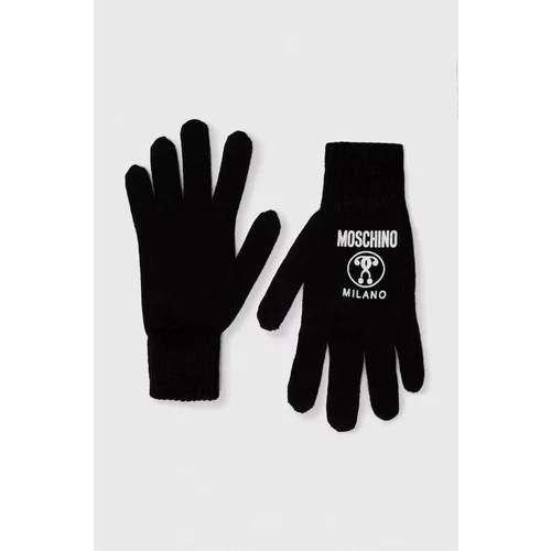 Moschino Volnene rokavice ženski, črna barva