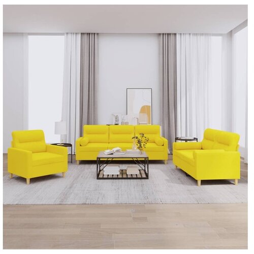 vidaXL 3-dijelni set sofa s jastucima svjetložuti od tkanine Cijene
