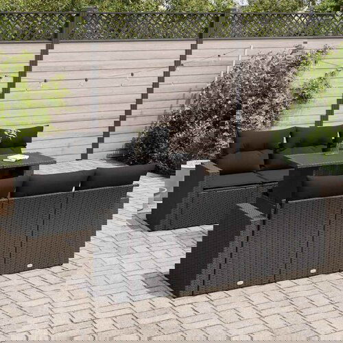 vidaXL 7-dijelni set vrtnih sofa od poliratana s jastucima crni Cijene