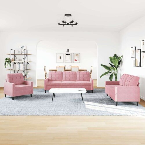 VidaXL 3-dijelni set sofa s jastucima ružičasti bar&amp;scaron;unasti Slike