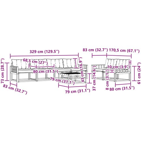  Set vanjskih sofa 7 kom. Bijela i crna Slike