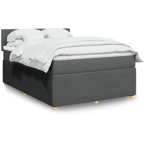 vidaXL Box spring postelja z vzmetnico temno siva 160x200 cm blago Cene